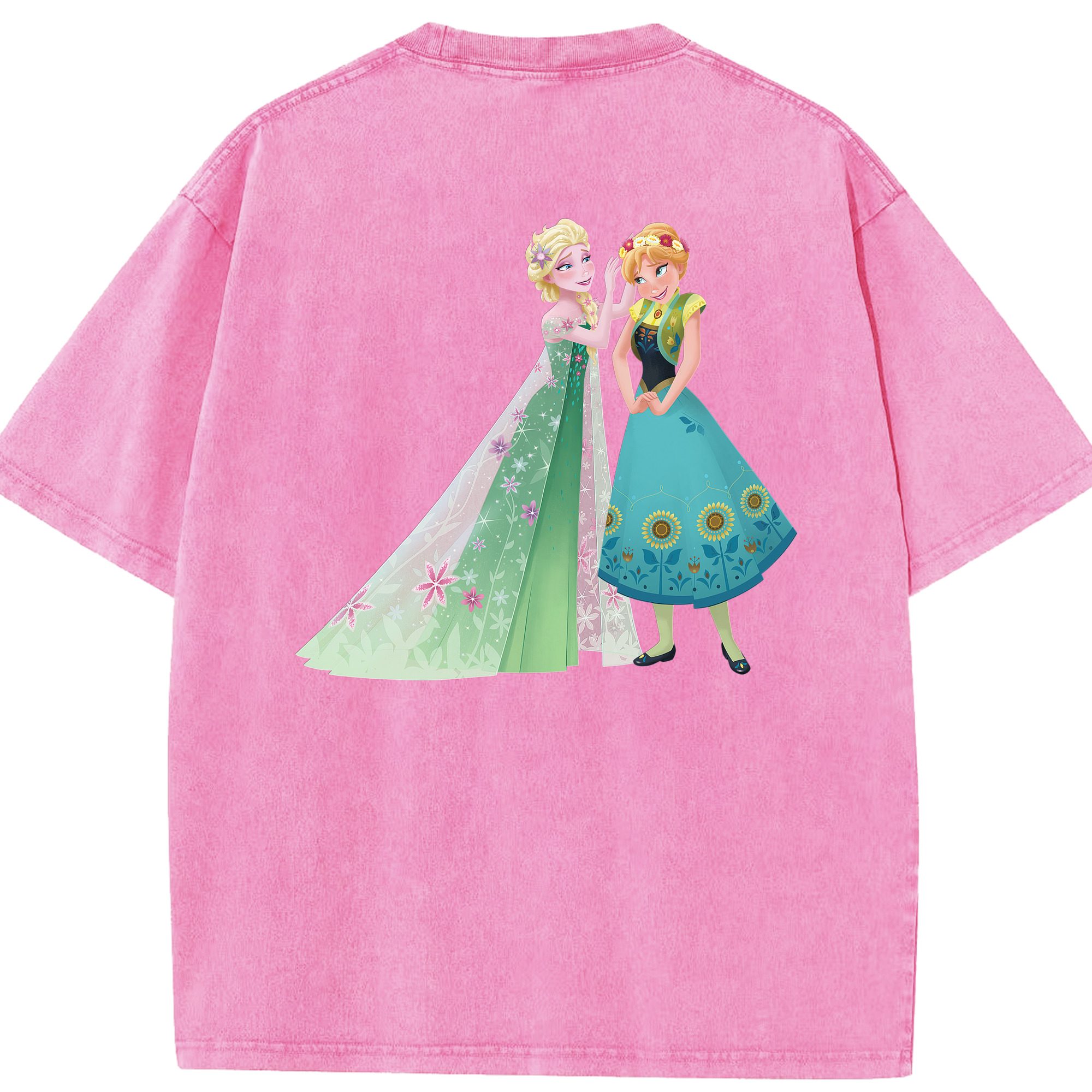 （画像用） アナと雪の女王 アンナ エルサ Frozen Anna Elsa 綿100% ヴィンテージ風 半袖Tシャツ（背面プリント）